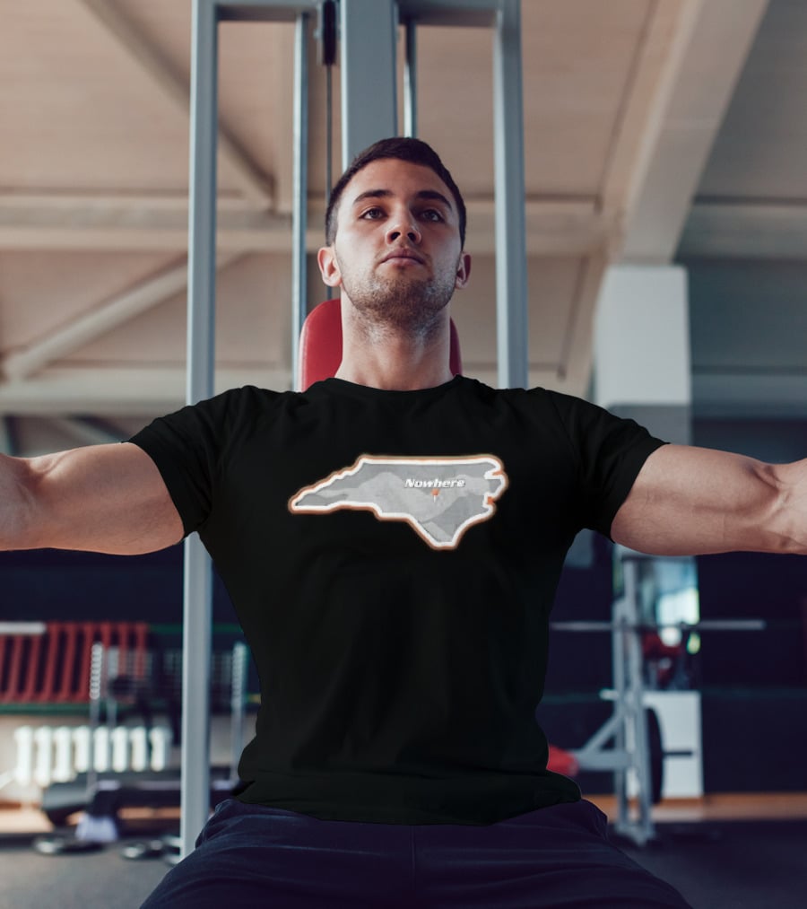 Nowhere North Carolina State Orange White Border Location Pin T-Shirt