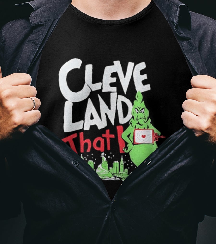 Cleveland That I Grinch Holiday Skyline Sweater T-Shirt