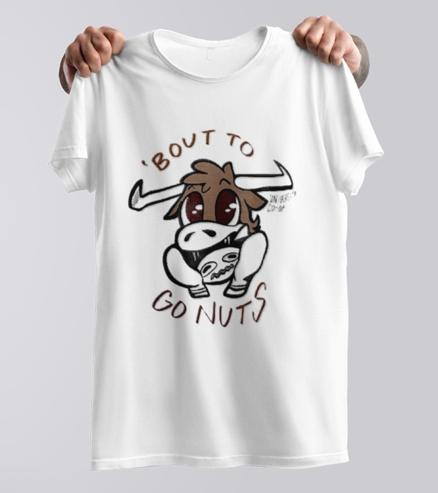 Bout To Go Nuts Cartoon Longhorn Bull Scared T-Shirt