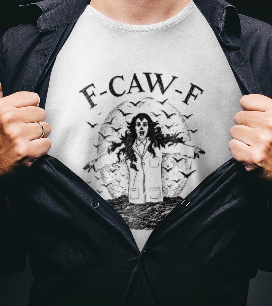 F Caw F Woman Scientist Lab Coat Crows Full Moon T-Shirt