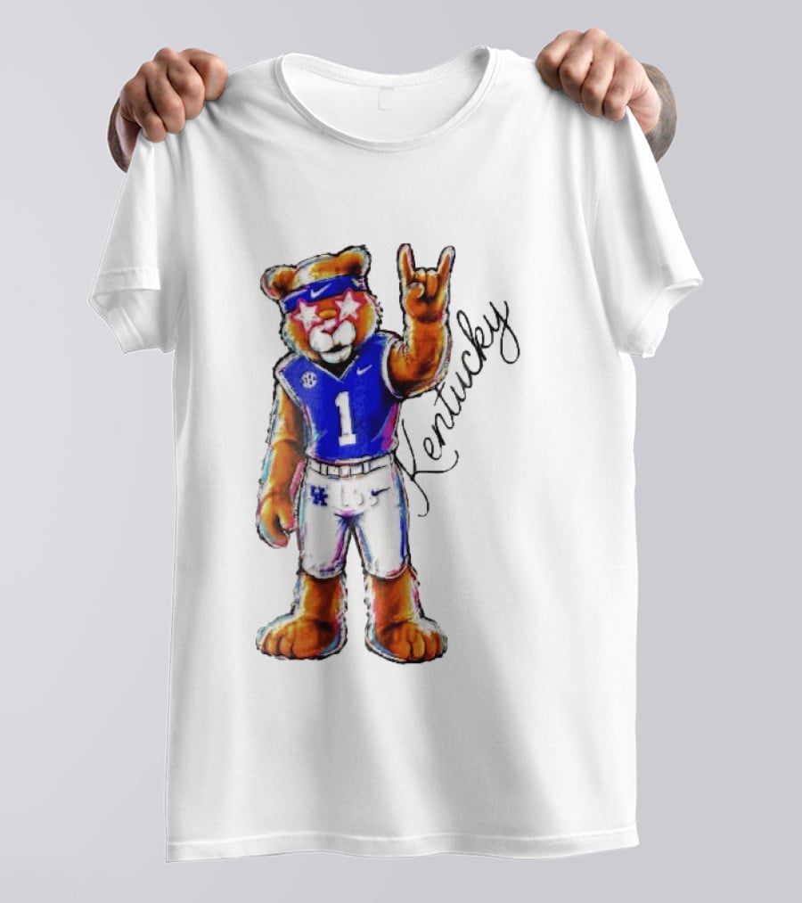 Kentucky Wildcats Mascot NCAA Pink Star Glasses Rock Sign T-Shirt