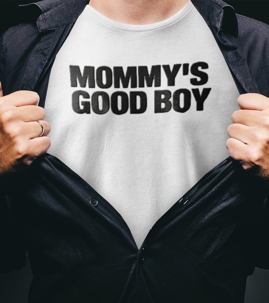 Mommy's Good Boy Sans Serif Lettering Black T-Shirt