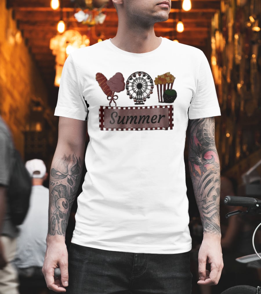 Summer Corn Dog Cotton Candy Ferris Wheel Popcorn Caramel Apple T-Shirt