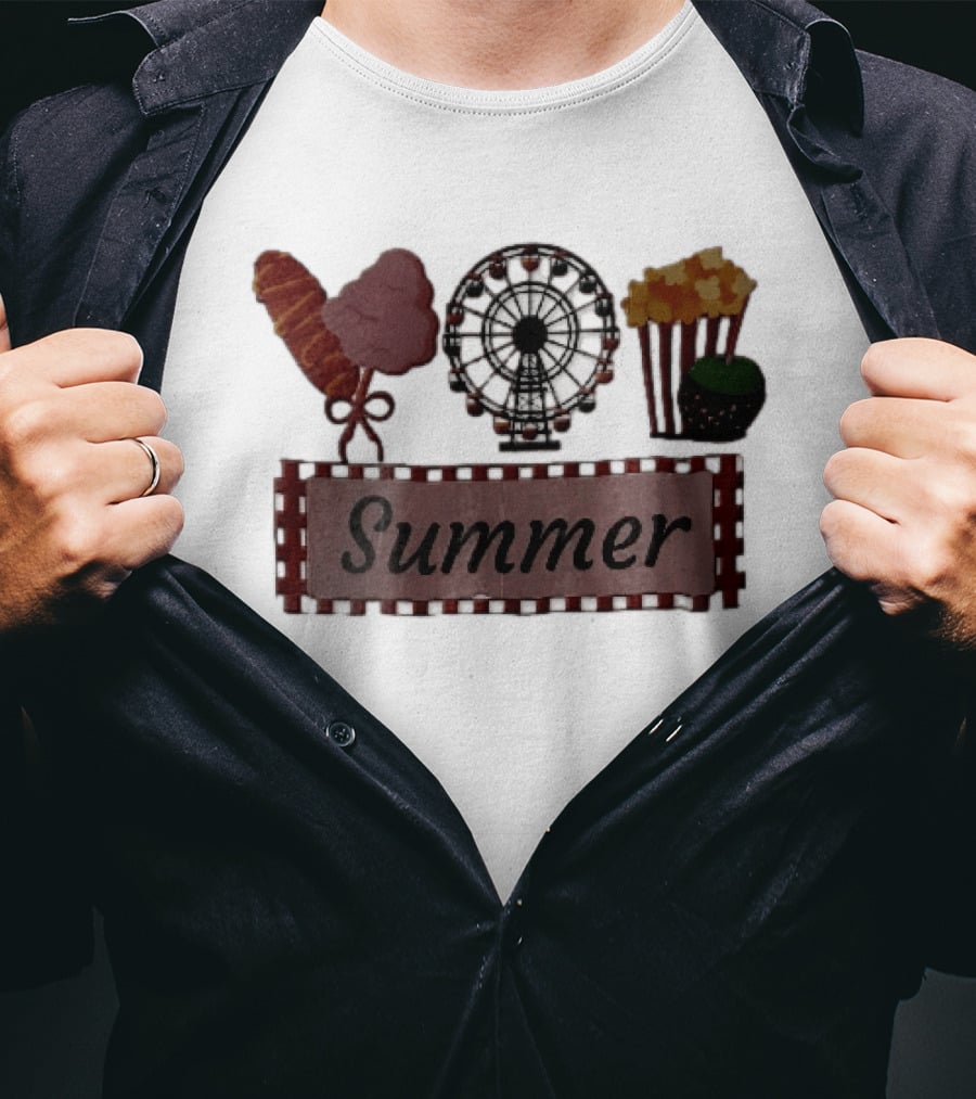 Summer Corn Dog Cotton Candy Ferris Wheel Popcorn Caramel Apple T-Shirt
