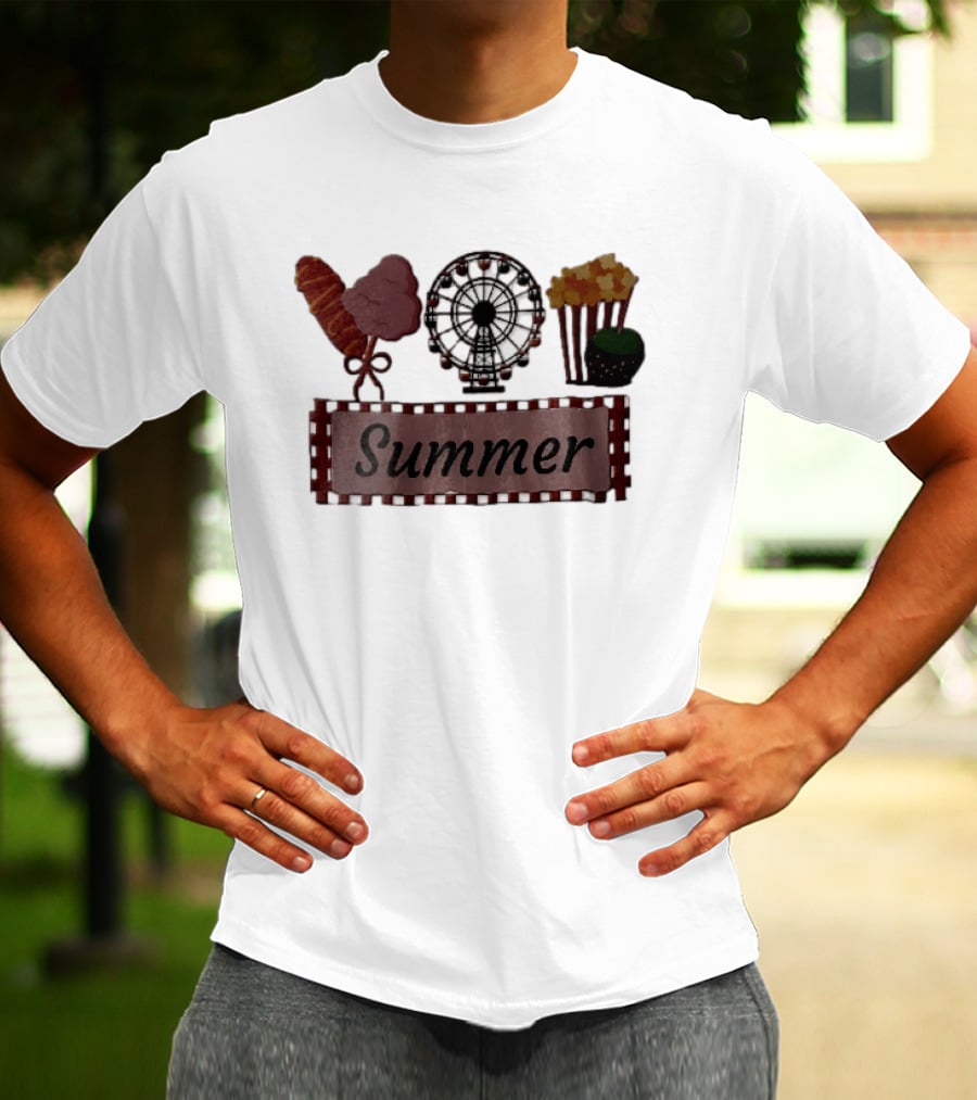 Summer Corn Dog Cotton Candy Ferris Wheel Popcorn Caramel Apple T-Shirt