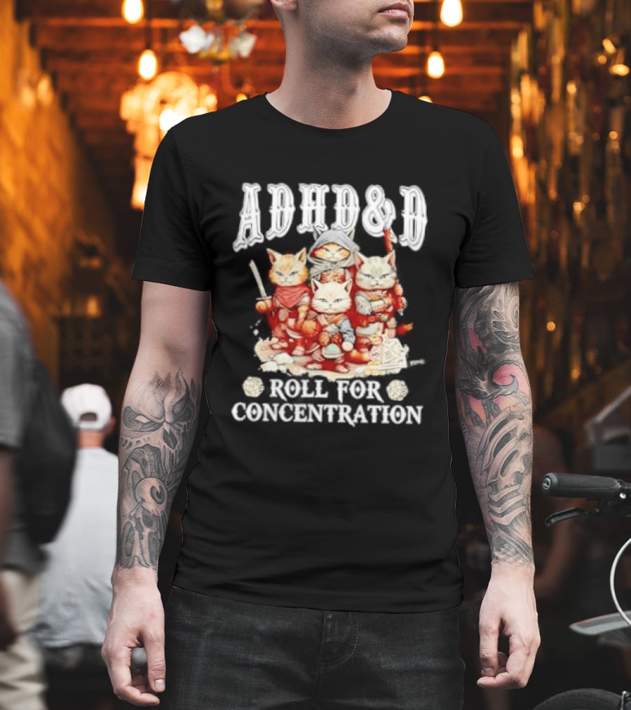 ADHD&D Roll For Concentration Cat Trio Adventure T-Shirt