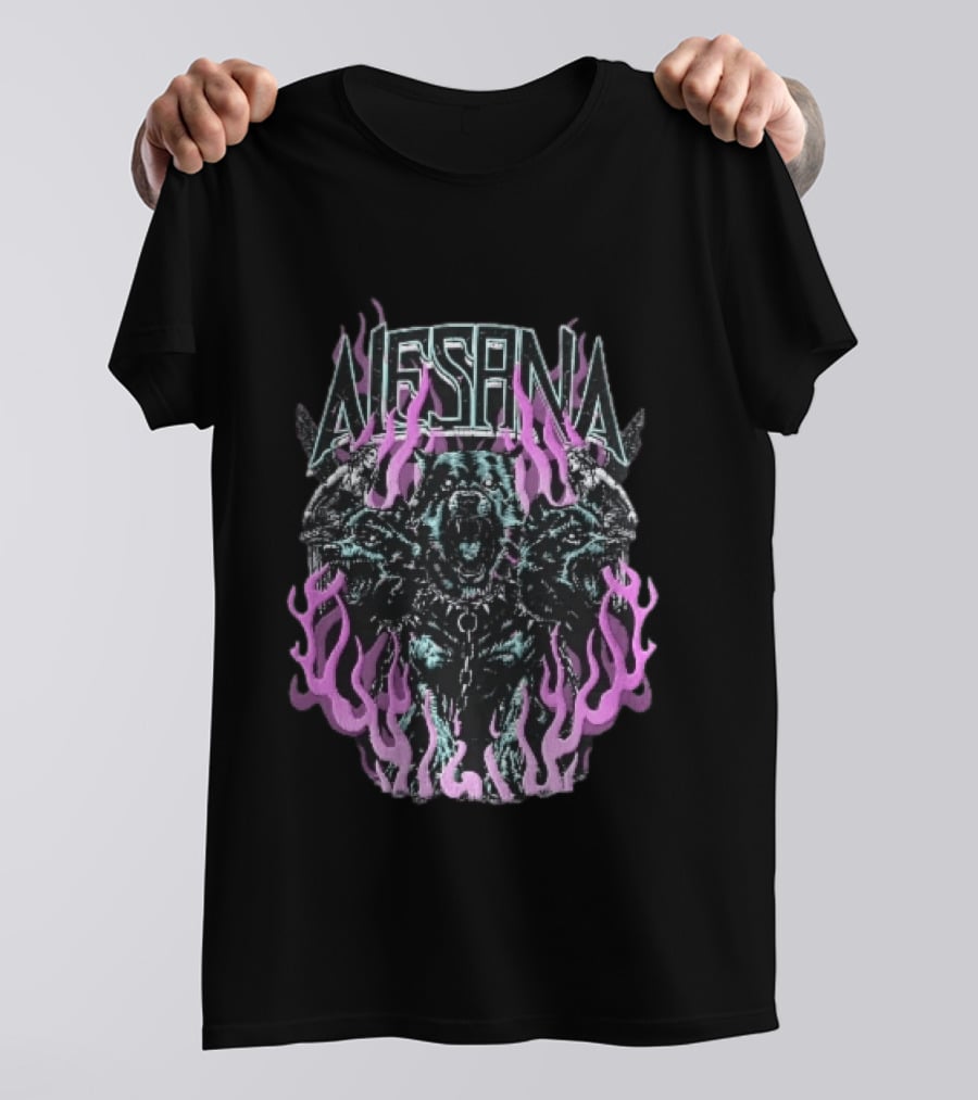 Alesana Cerberus Angel Statues With Purple Flames T-Shirt