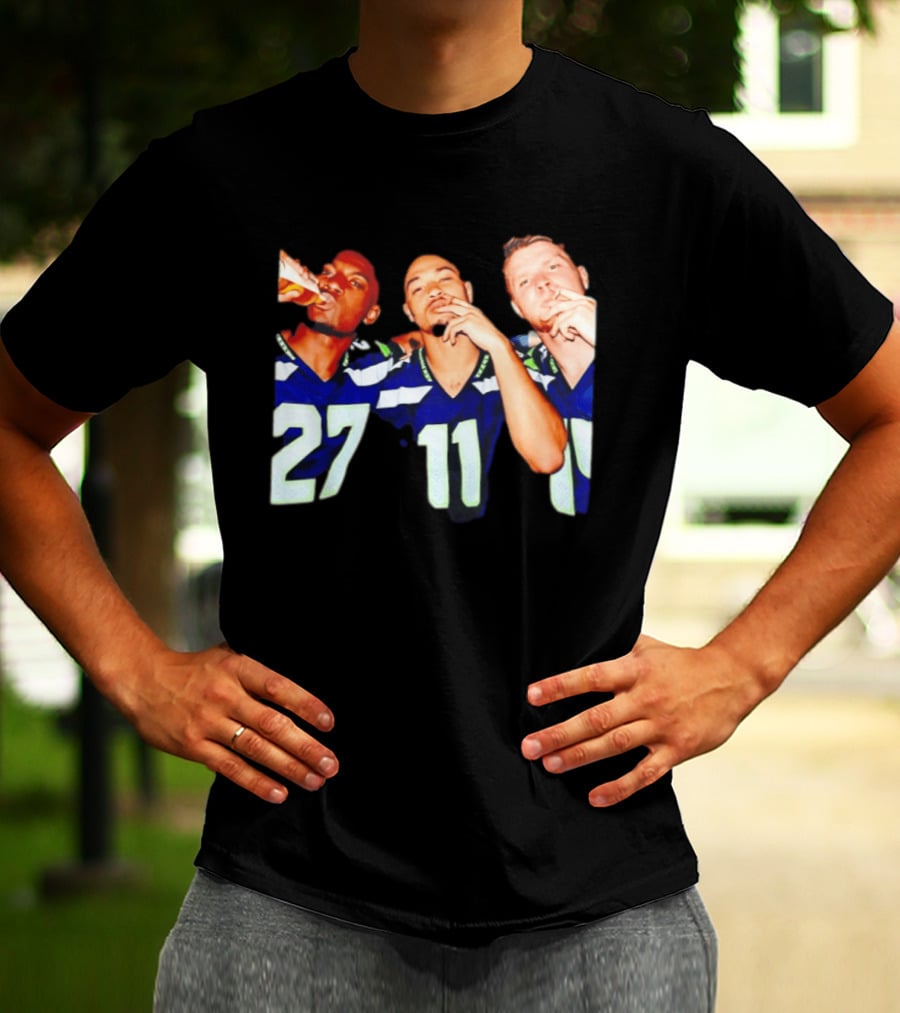 Avery Smith Jaxon Smith Njigba Sam Darnold Seattle Seahawks Smoking Image T-Shirt