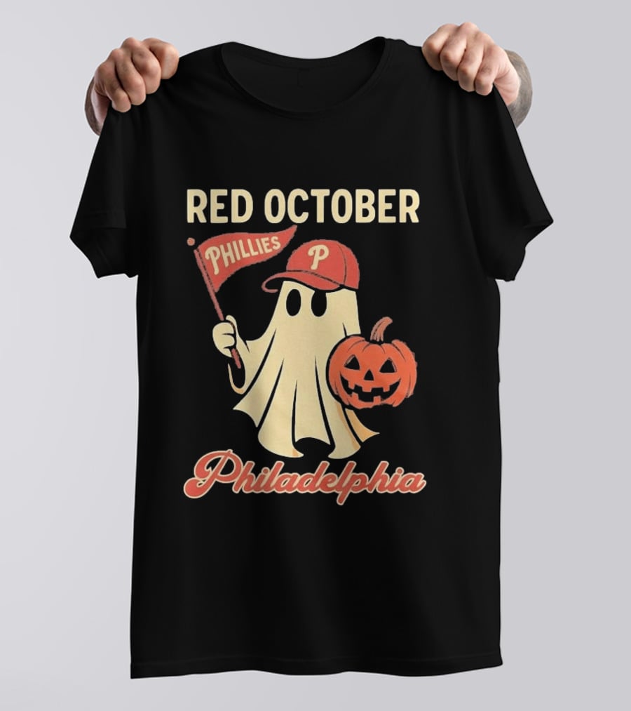 Red October Phillies Ghost Pumpkin Philadelphia T-Shirt