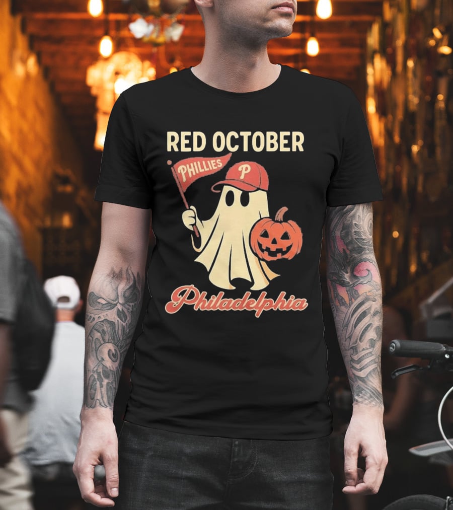 Red October Phillies Ghost Pumpkin Philadelphia T-Shirt