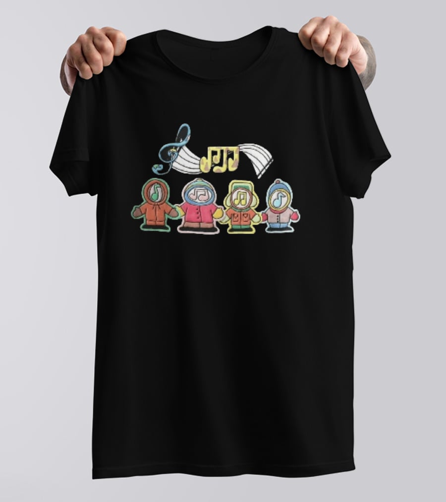 Cartoon Boys Treble Clef Musical Notes T-Shirt