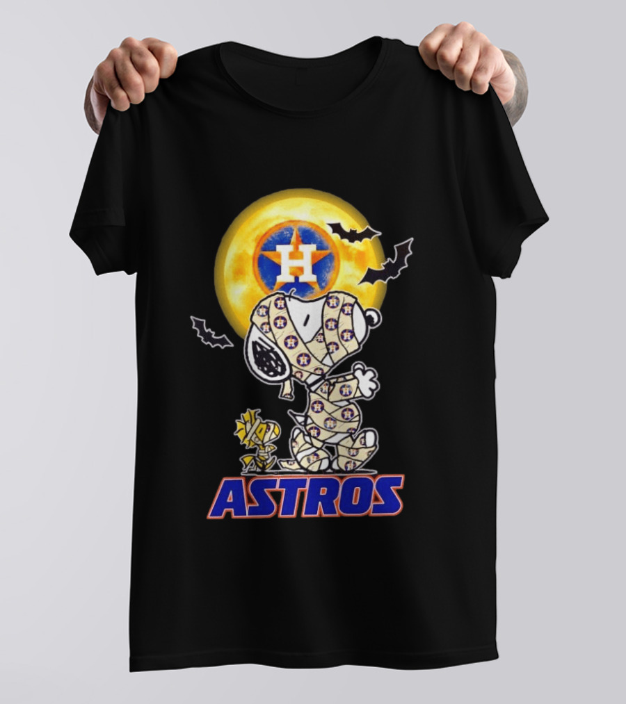 Houston Astros Snoopy Woodstock Halloween Mummy Cosplay T-Shirt