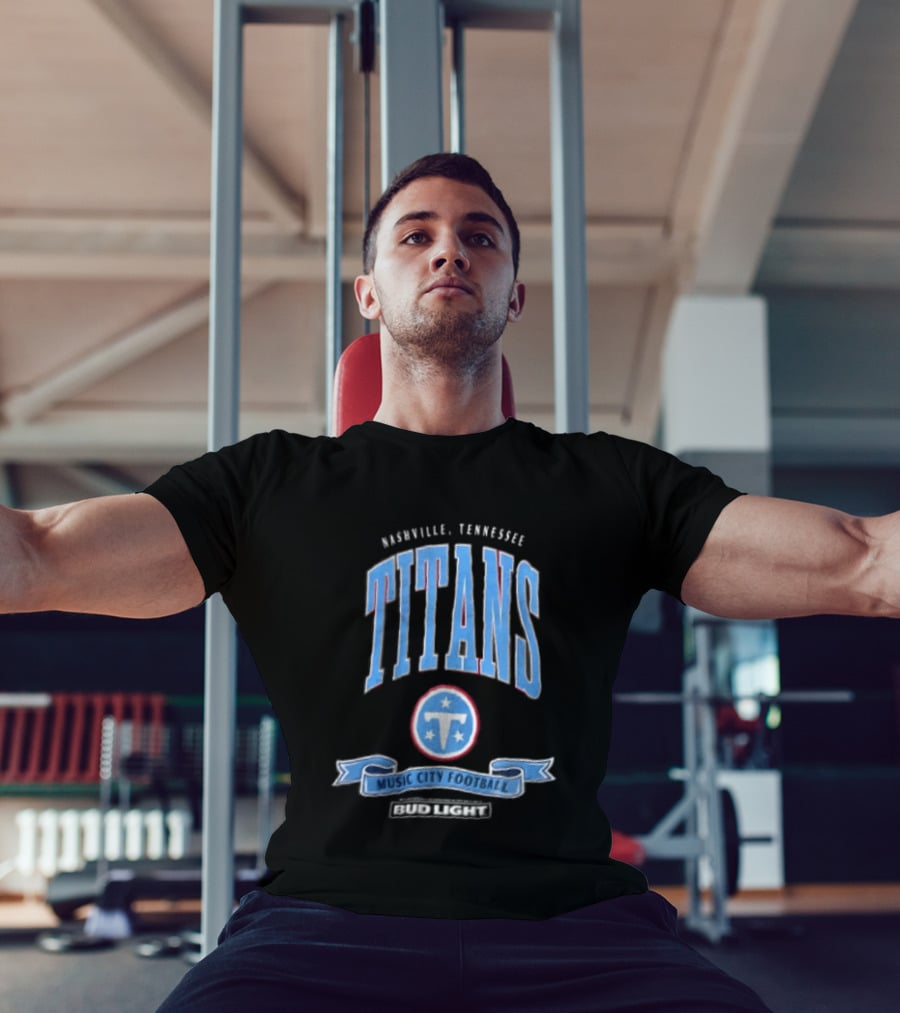 Nashville Tennessee Titans Music City Football Bud Light T-Shirt