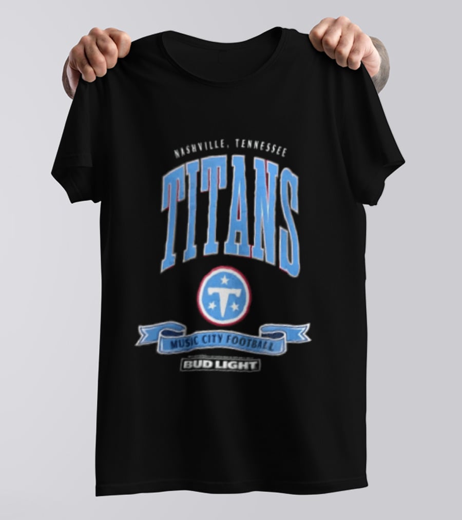 Nashville Tennessee Titans Music City Football Bud Light T-Shirt
