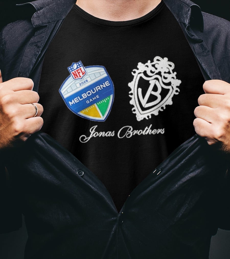NFL 2026 Melbourne Game Jonas Brothers VB Crest T-Shirt