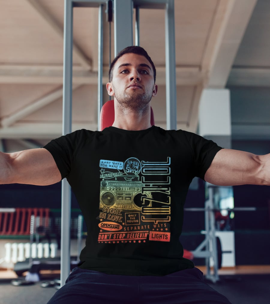 Journey Don't Stop Believin' Wheel In The Sky Stone In Love Open Arms Retro Radio T-Shirt
