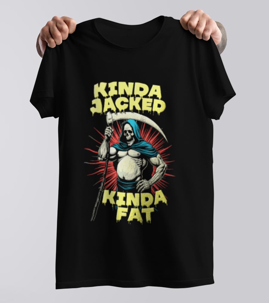 Kinda Jacked Kinda Fat Grim Reaper Parody Fitness Humor T-Shirt