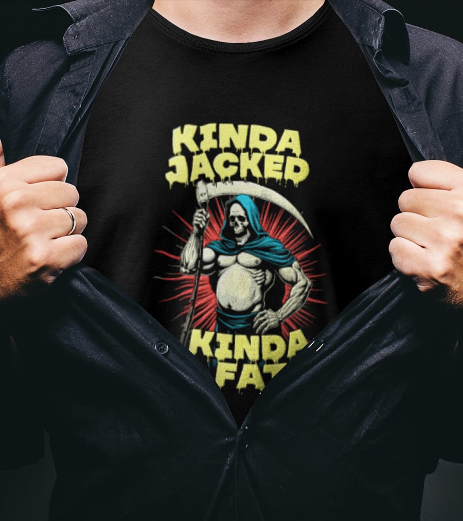 Kinda Jacked Kinda Fat Grim Reaper Parody Fitness Humor T-Shirt