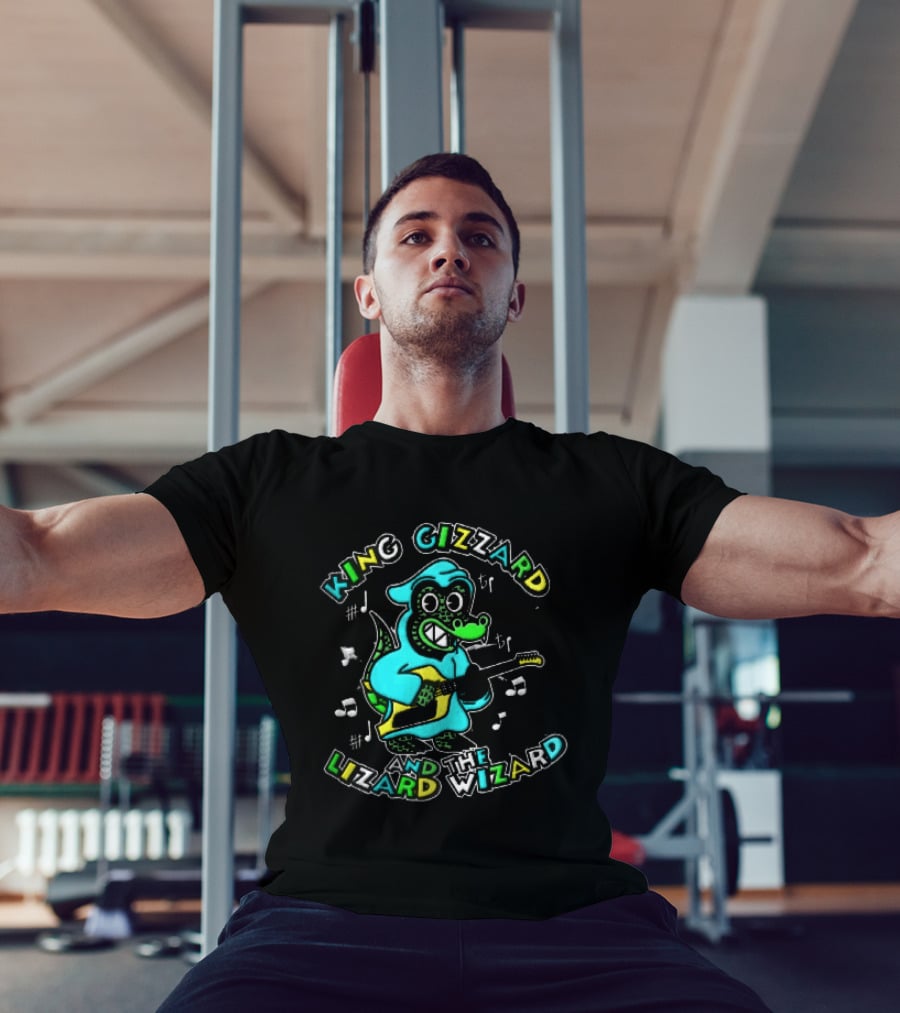 King Gizzard And The Lizard Wizard Cartoon Gator Hooded Playing Electric Guitar Tie Dye T-Shirt
