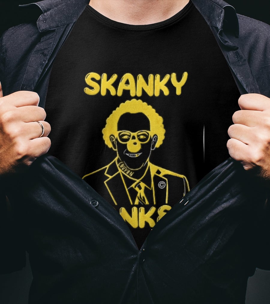 Skanky Sankey Couyon Clown Glasses Yellow Suit Caricature T-Shirt