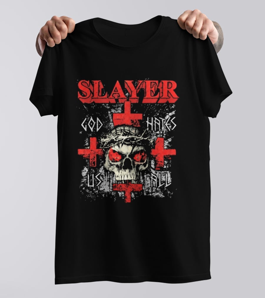 Slayer God Hates Us All Skull Red Crosses T-Shirt