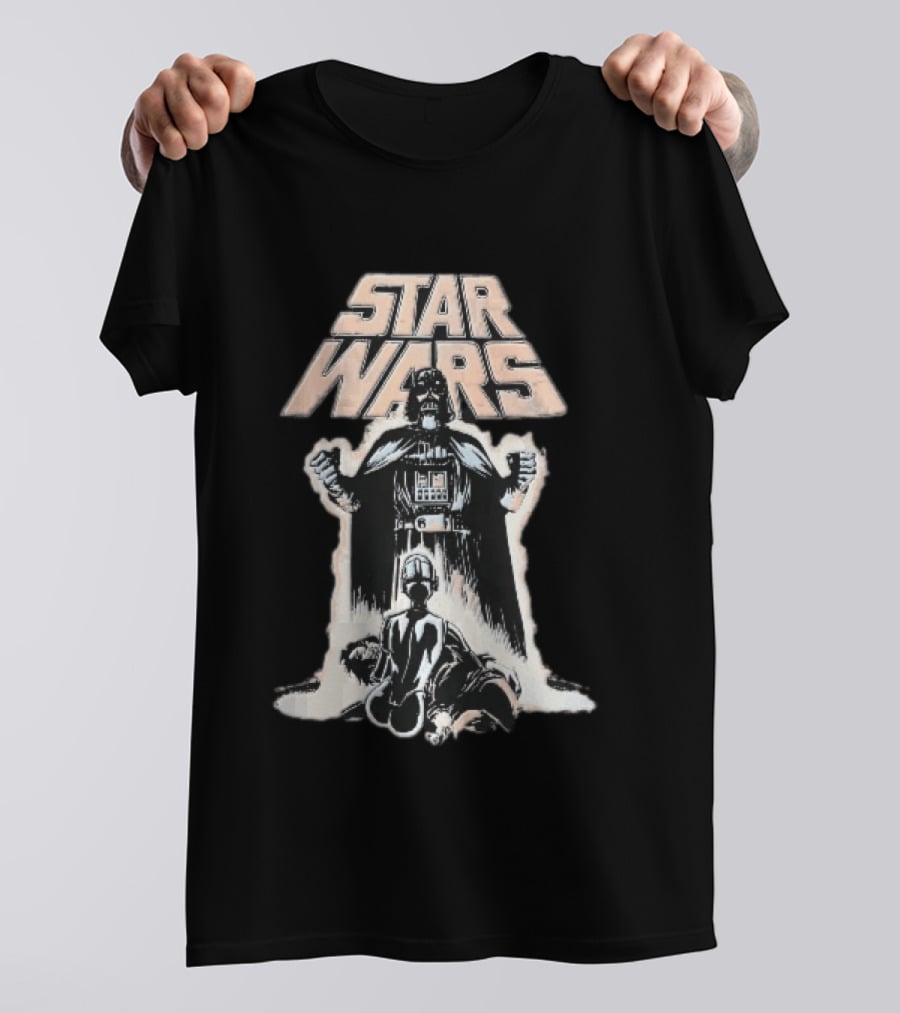 Star Wars Distressed Comic Darth Vader Over Defeated Droid T-Shirt