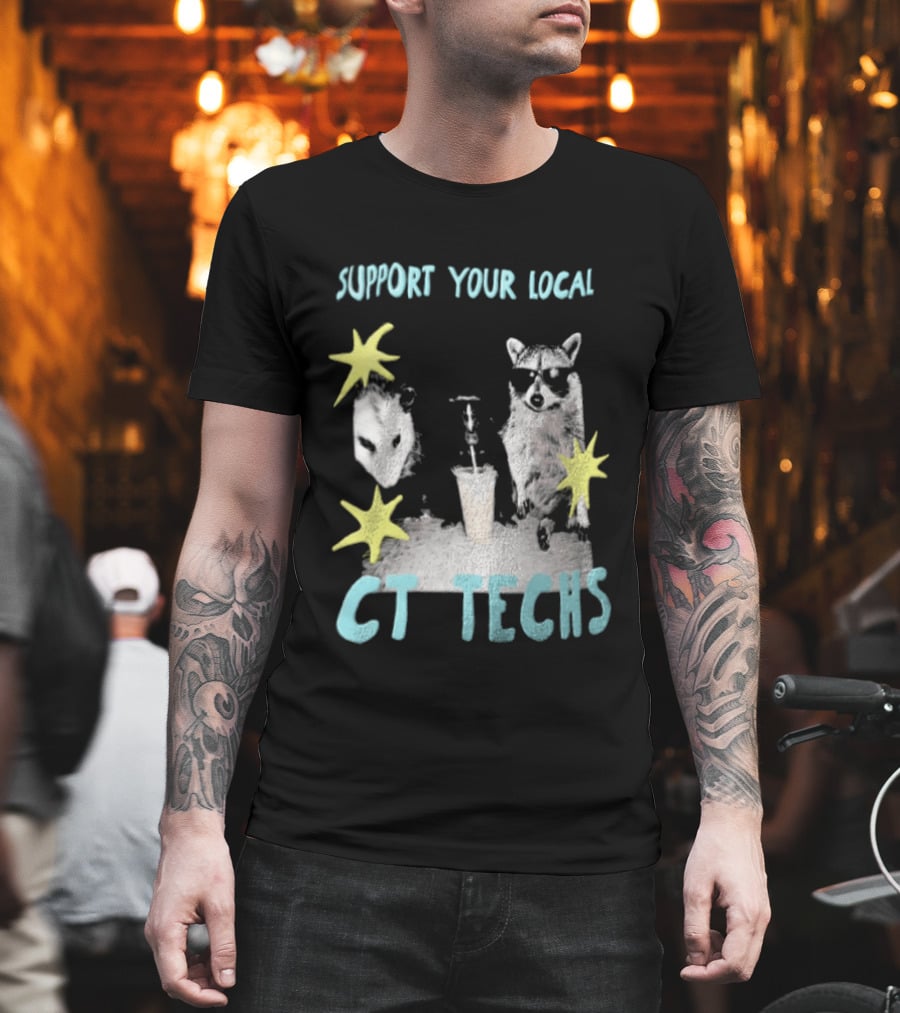Support Your Local CT Techs Opossum Skunk Raccoon Stars T-Shirt