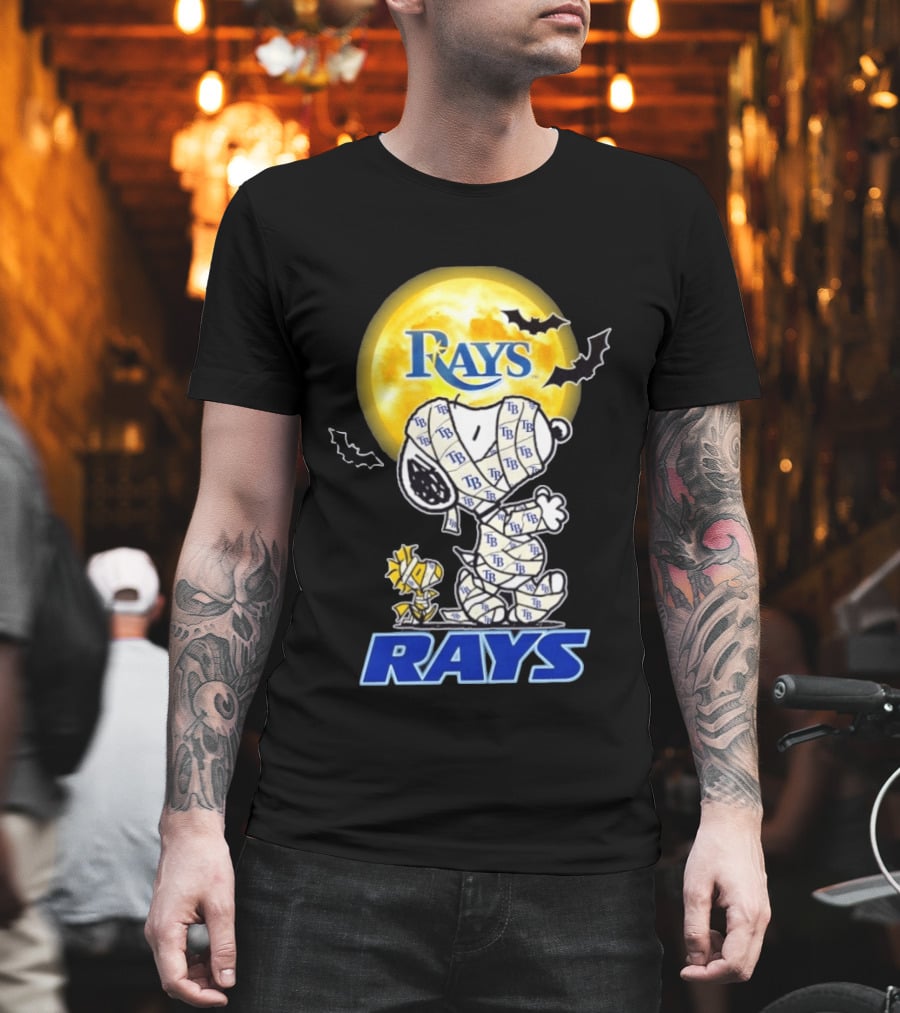 Tampa Bay Rays Snoopy Woodstock Halloween Mummy Moon Bats T-Shirt