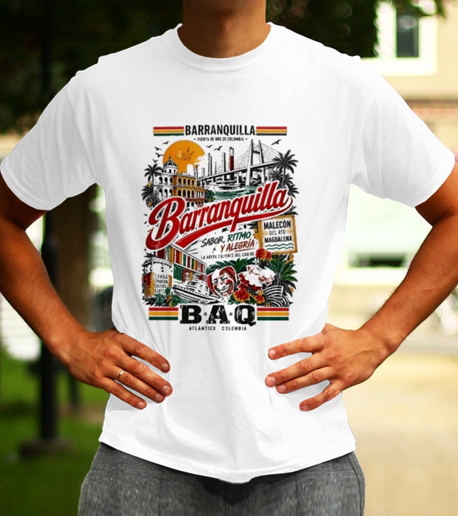 Barranquilla Colombia BAQ Sabor Ritmo Alegria Malecon Atlantico Explora T-Shirt