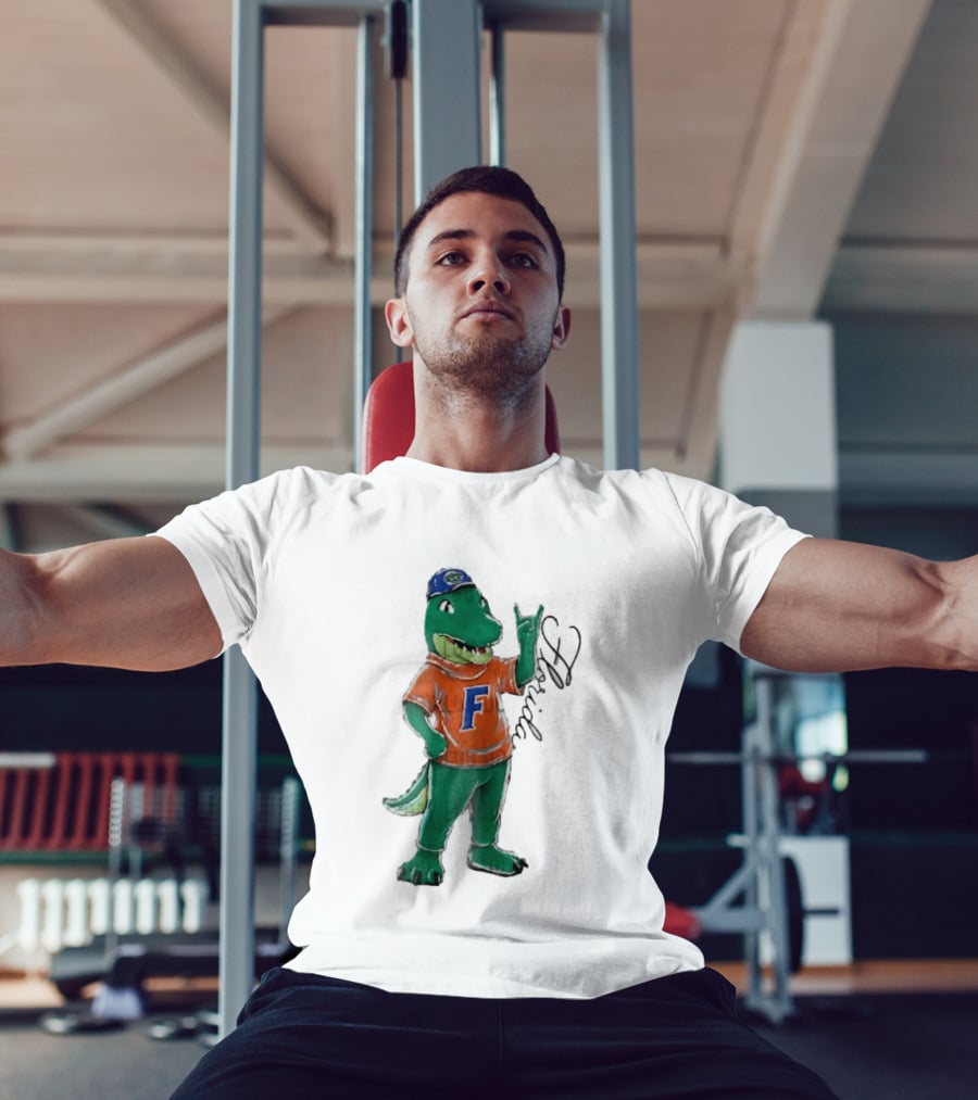 Florida Gators NCAA Albert Mascot Cartoon Alligator Raising Hand T-Shirt