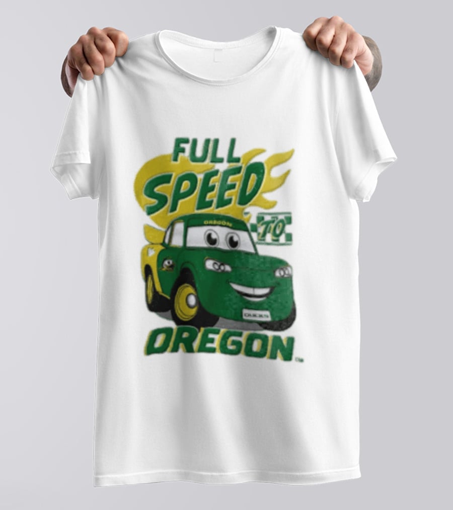 Full Speed Oregon Ducks Car Toon Sporting Team Spirit T-Shirt