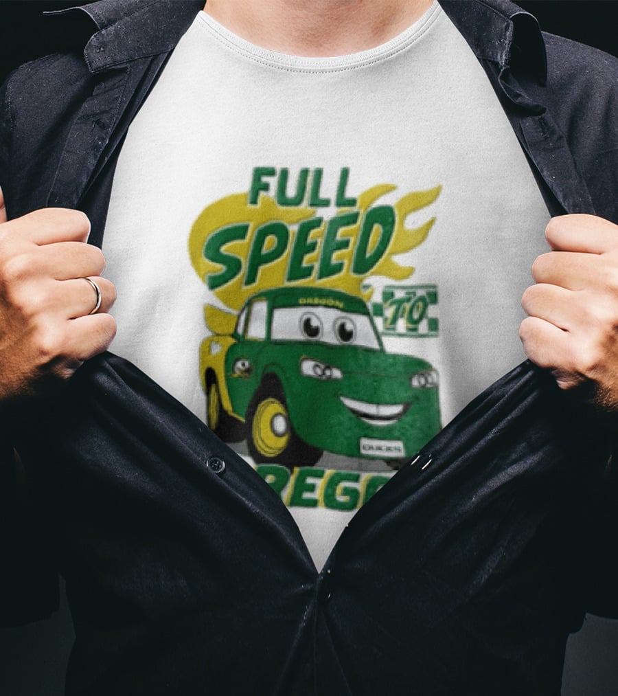 Full Speed Oregon Ducks Car Toon Sporting Team Spirit T-Shirt
