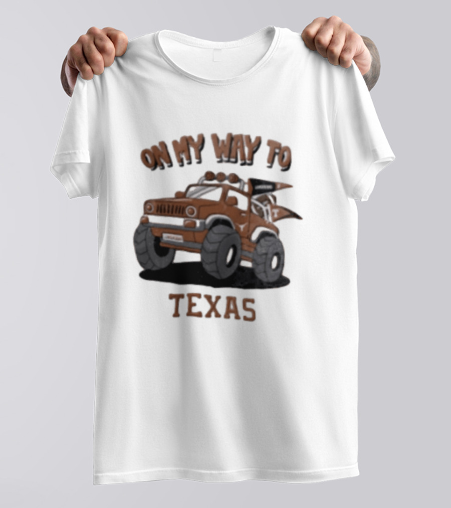 On My Way To Texas Monster Truck Longhorns T-Shirt