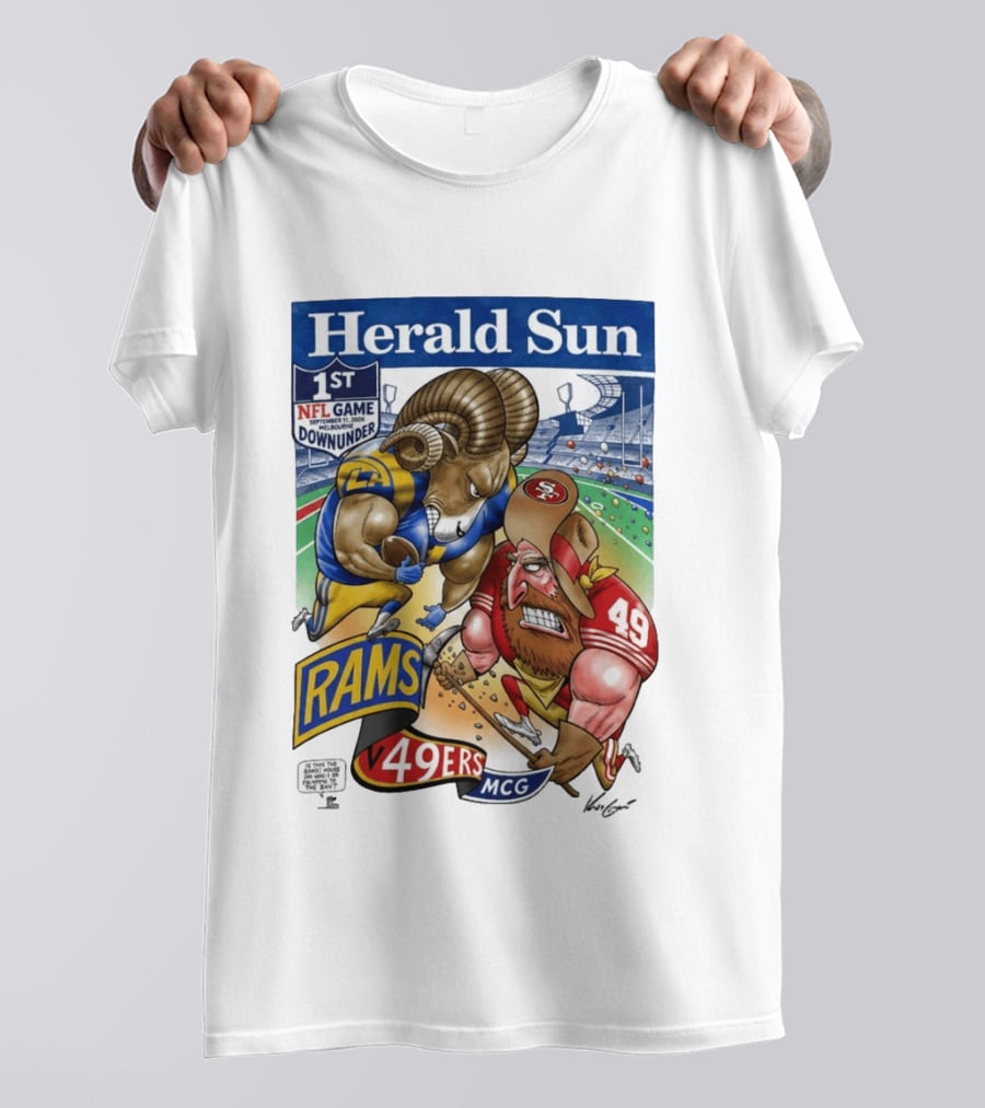 Herald Sun 1st NFL Game Down Under September 11 2026 Rams Vs 49ers MCG Melbourne T-Shirt