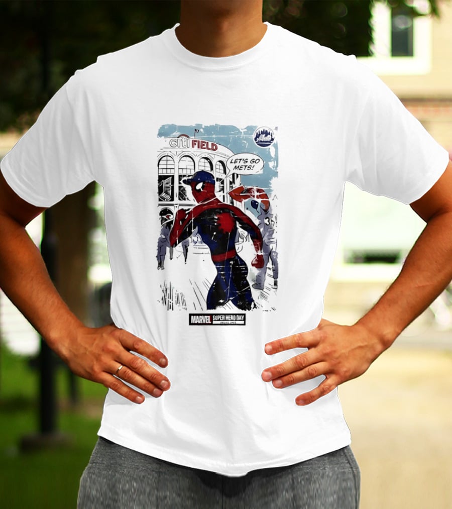 Marvel Spiderman Citi Field Let's Go Mets T-Shirt