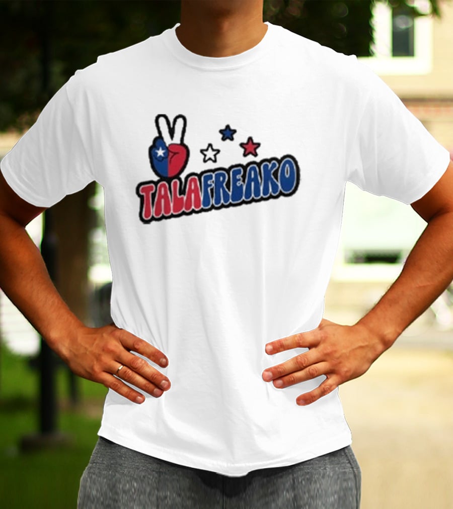 TALAFREAKO Chilean Flag Peace Sign Stars Patriotic T-Shirt
