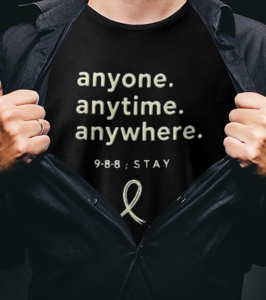Anyone Anytime Anywhere 9 8 Stay Yellow Awareness Ribbon T-Shirt