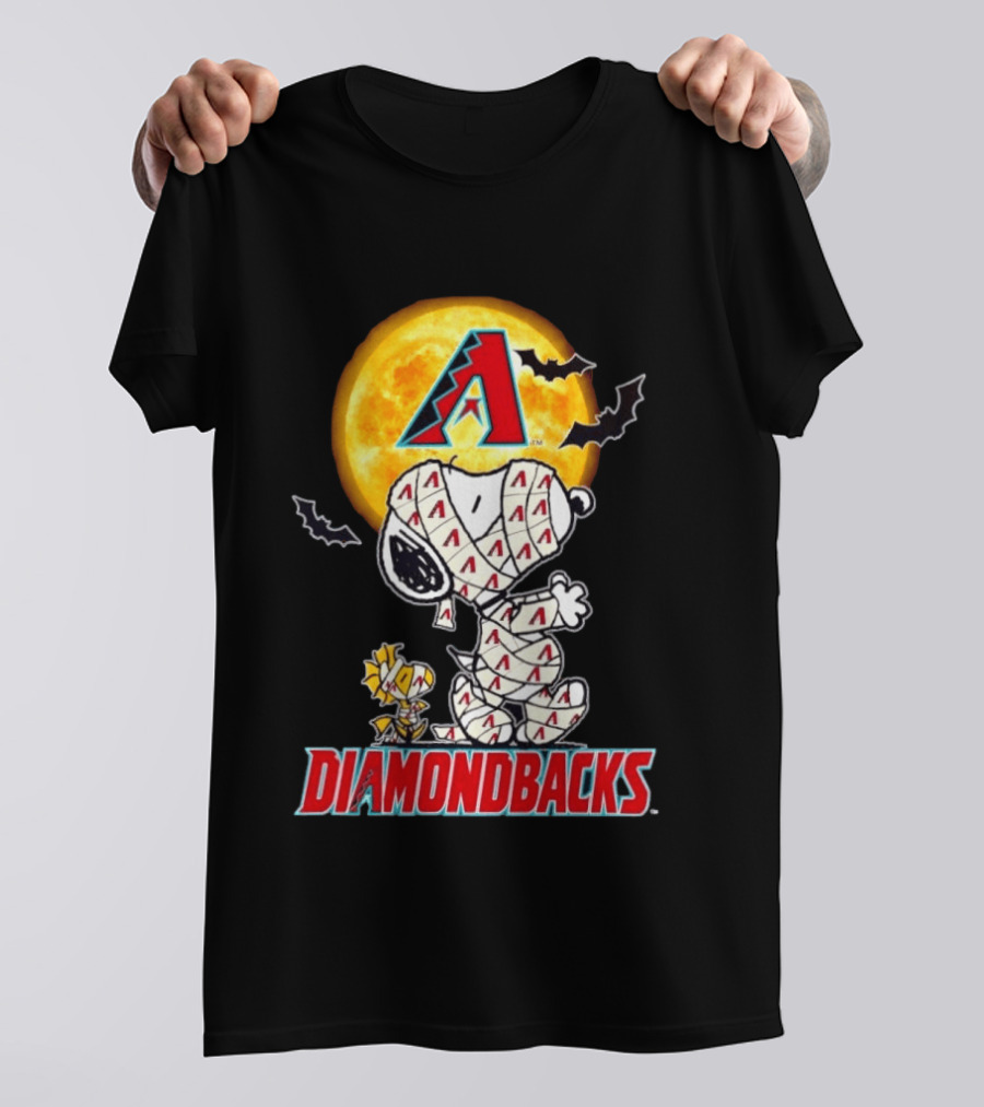 Arizona Diamondbacks Snoopy Woodstock Mummy Halloween Moon Bats T-Shirt