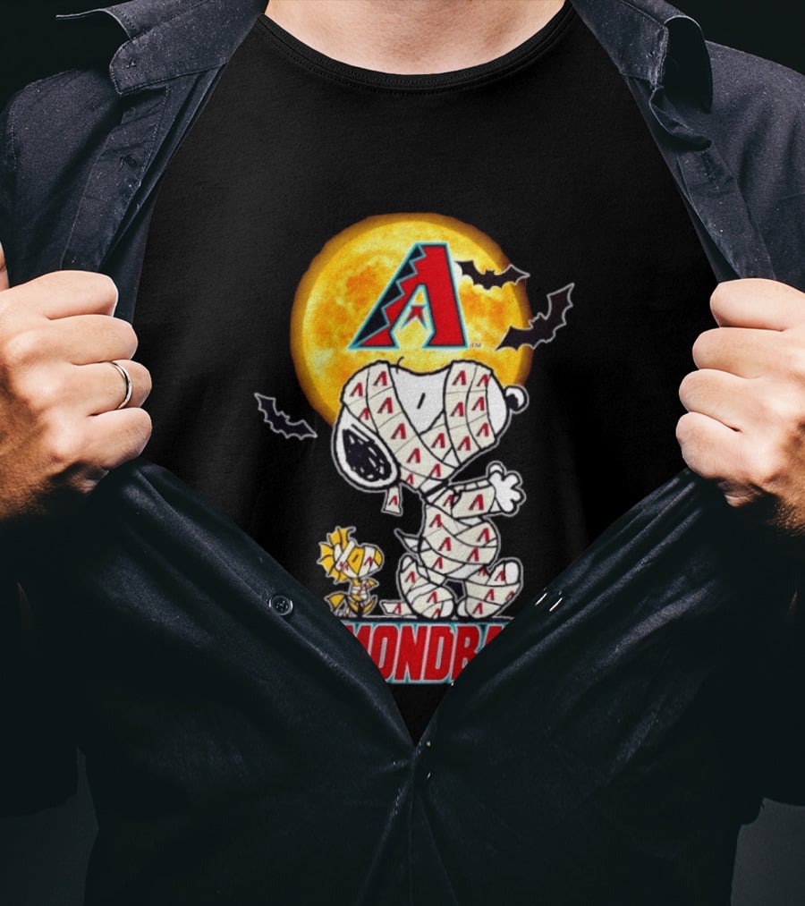 Arizona Diamondbacks Snoopy Woodstock Mummy Halloween Moon Bats T-Shirt