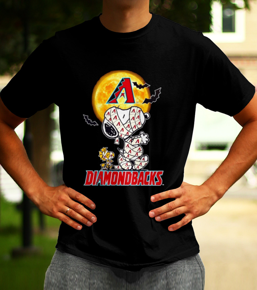 Arizona Diamondbacks Snoopy Woodstock Mummy Halloween Moon Bats T-Shirt