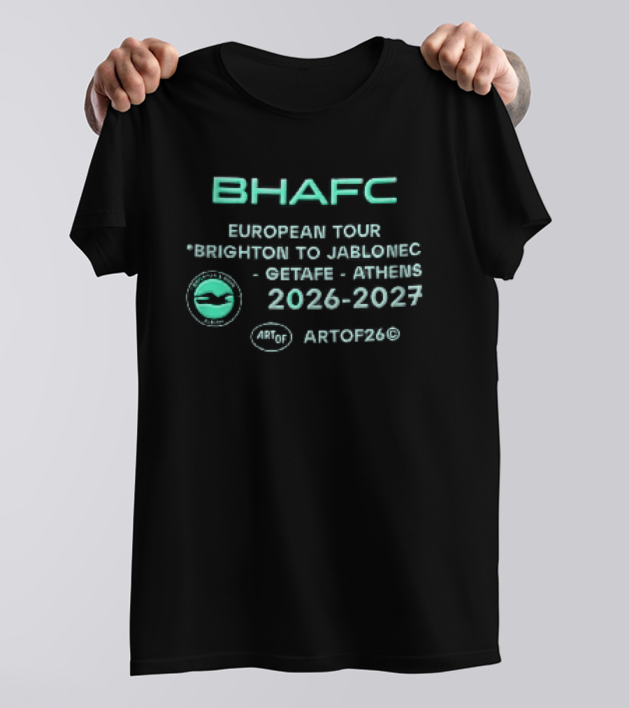 Brighton And Hove Albion BHAFC European Tour Jablonec Getafe Athens 2026 2027 AMEX Seagulls T-Shirt