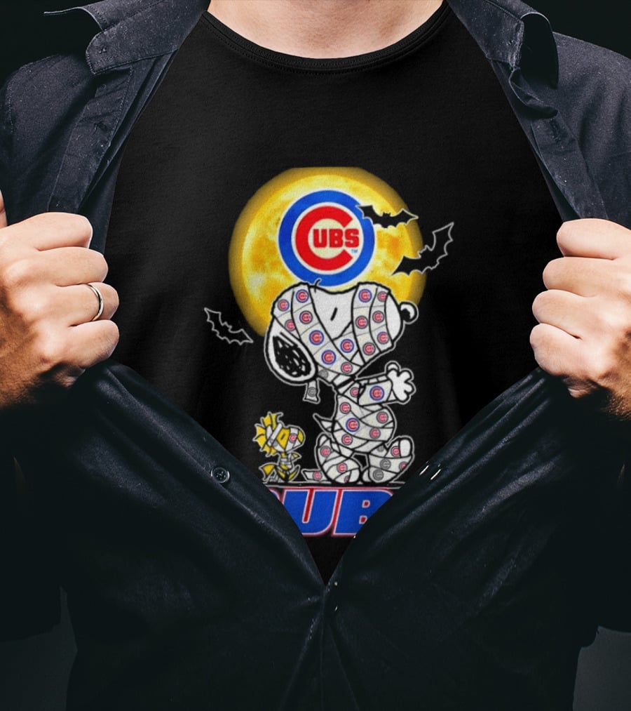 Chicago Cubs Snoopy Woodstock Halloween Mummy Cosplay T-Shirt