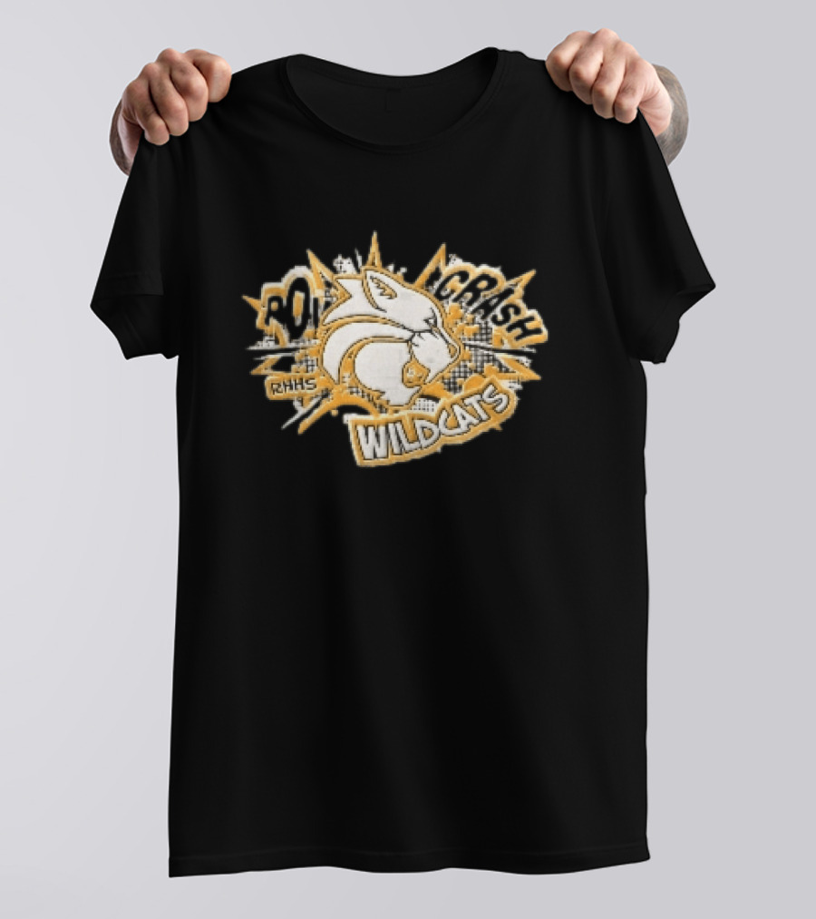 RHHS Wildcats Pow Crash Comic Burst Halftone Head T-Shirt