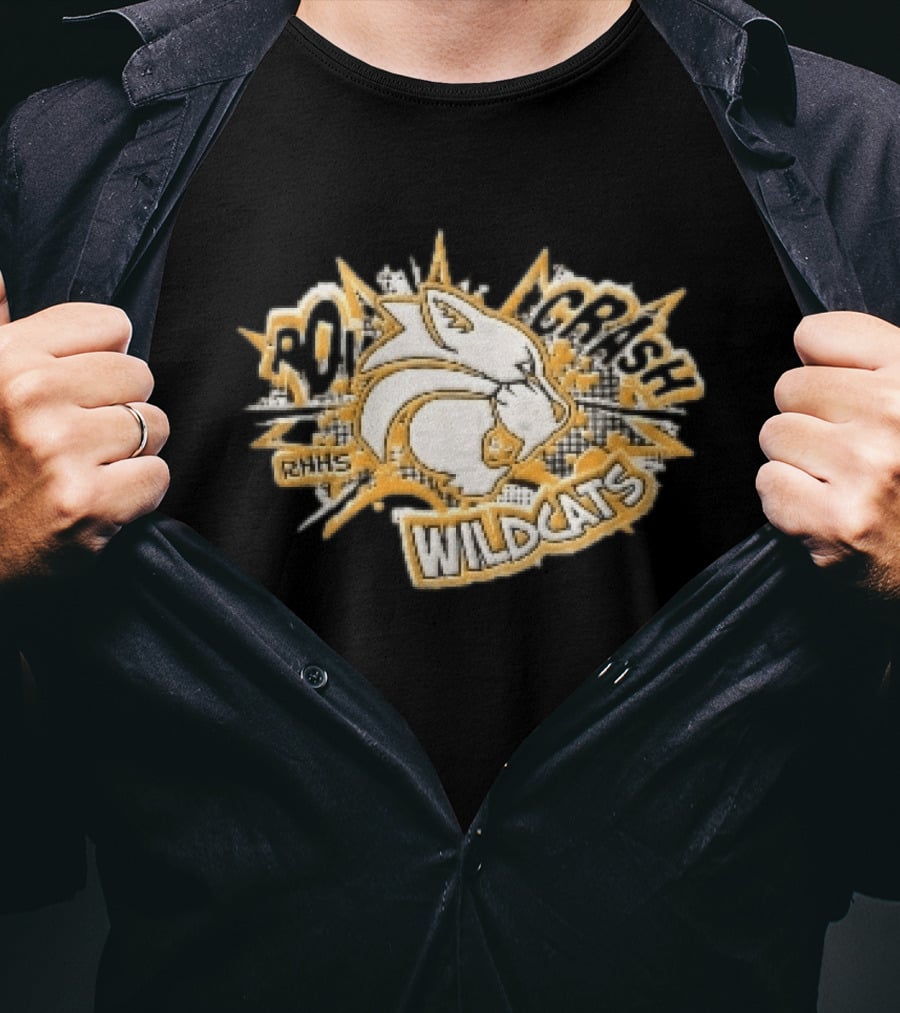 RHHS Wildcats Pow Crash Comic Burst Halftone Head T-Shirt