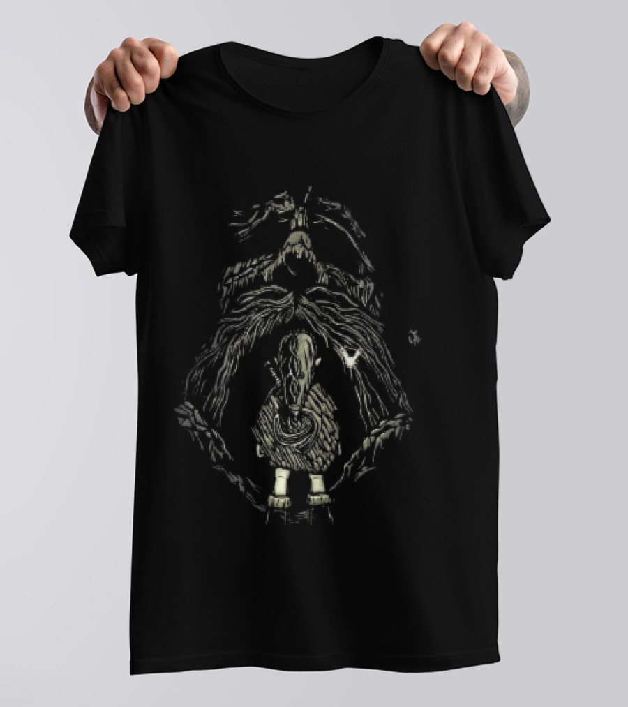 Link Back View At Great Deku Tree Glowing Fairy Entrance T-Shirt