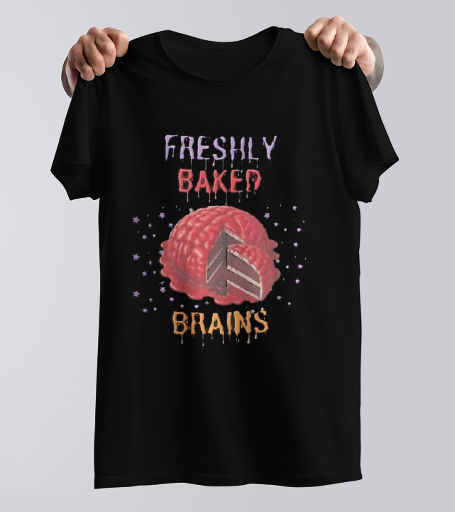 Freshly Baked Brains Red Layered Cake Slice With Stars T-Shirt