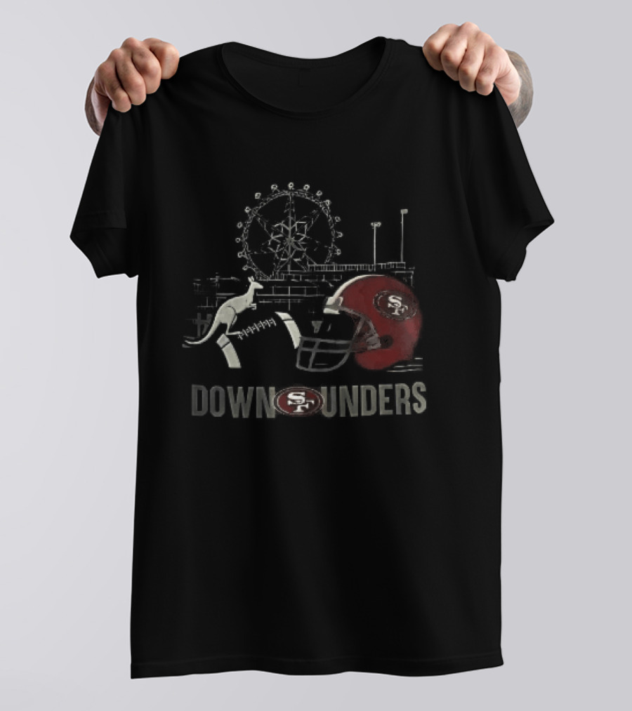 San Francisco 49ers Down Unders Kangaroo Football Helmet Ferris Wheel T-Shirt