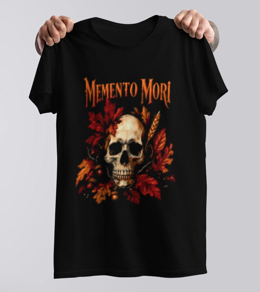 Memento Mori Skull Autumn Leaves T-Shirt