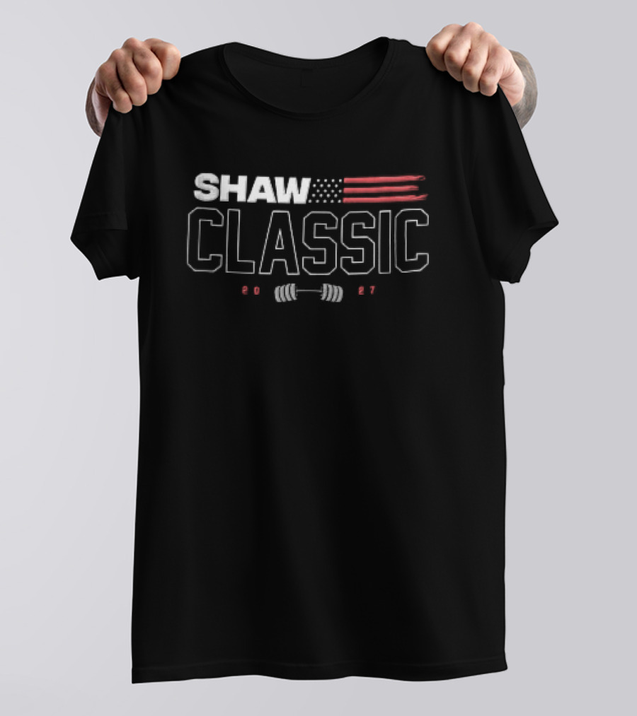 Shaw Classic 2023 American Flag Barbell Event T-Shirt