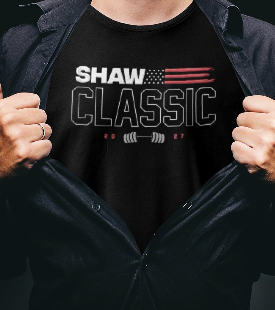 Shaw Classic 2023 American Flag Barbell Event T-Shirt